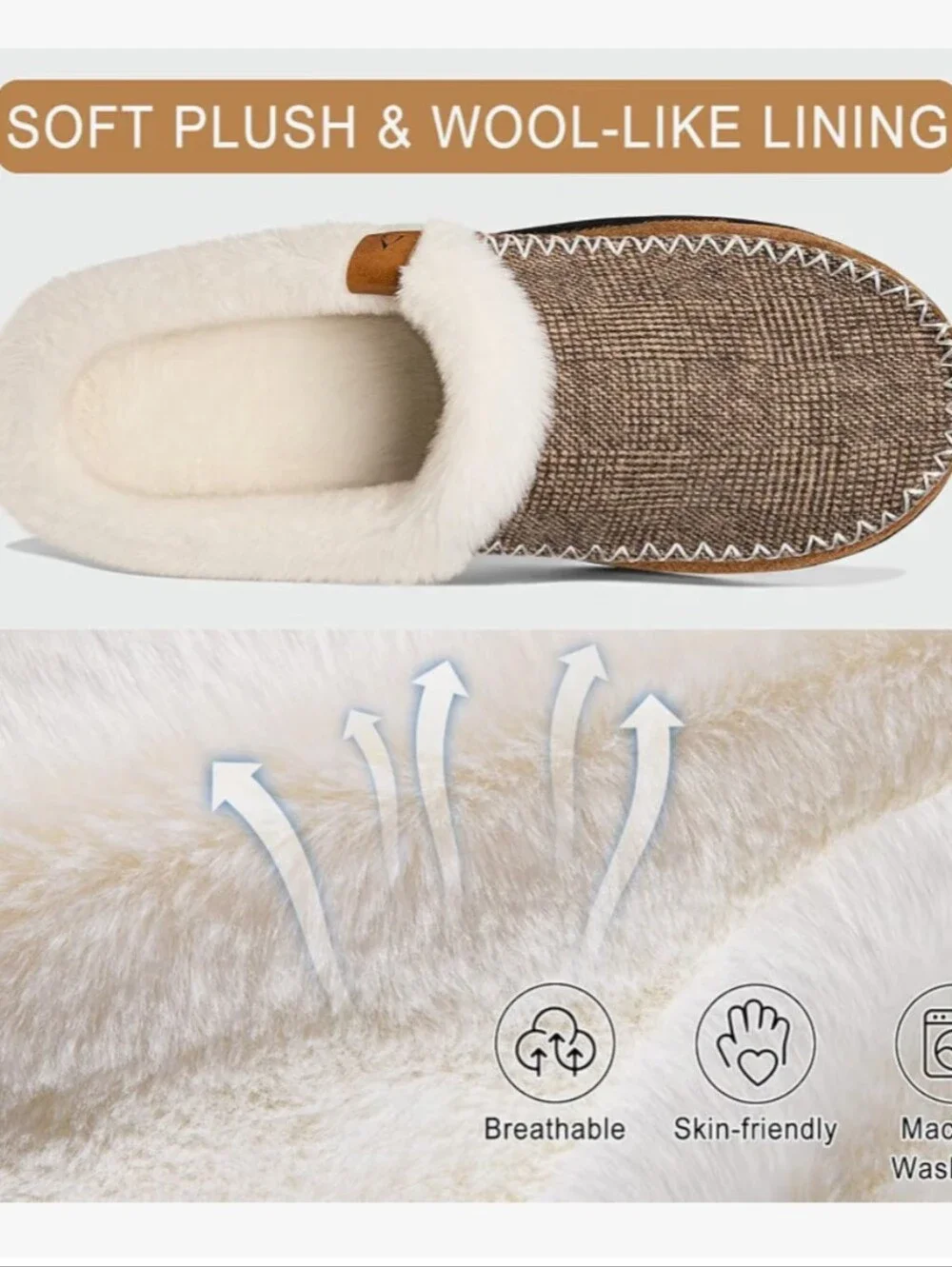 Mens Slippers Slip on Moccasin Indoor Memory Foam House Shoes Warm